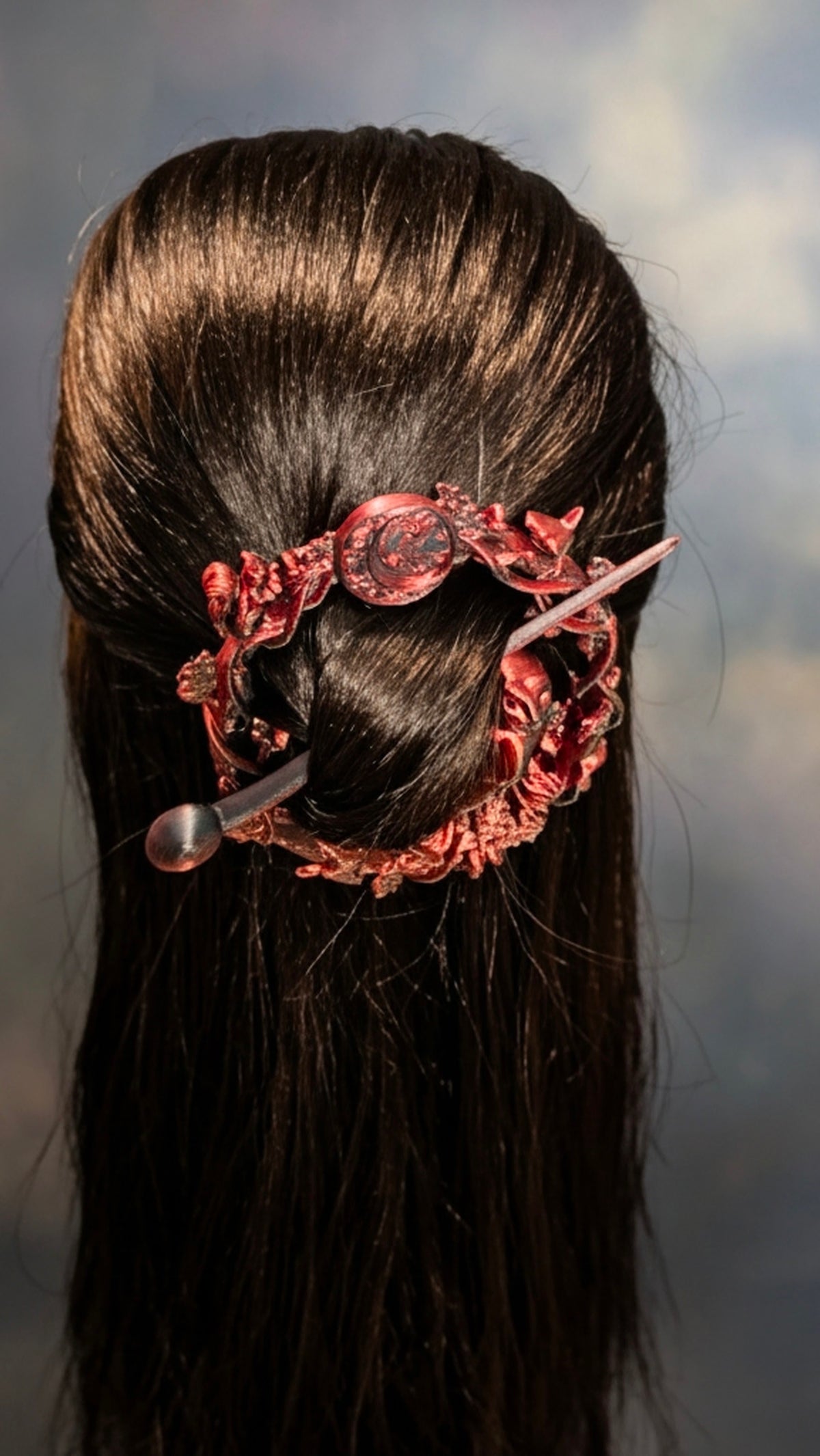 Hair brooch - forest theme featuring an owl and a squirrel - 3d printed