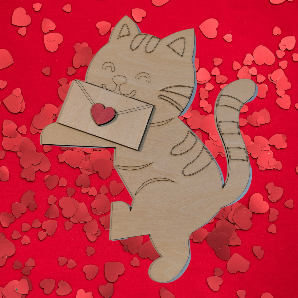 Cat door topper with love heart on envelope